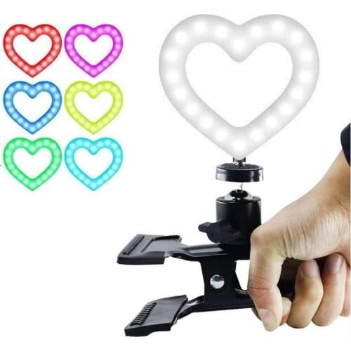 New Style 6 Inch Heart Shaped Fill Light LED RGB Live Streaming Photography Lights Selfie Beauty Lamp With Desktop Clip