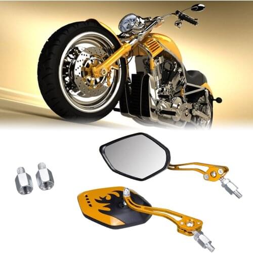 Pair Metal 8 / 10mm Universal Fit Motorcycle Rear View Side Mirrors Set For Motorbike Scooter Bike Styling Accessories