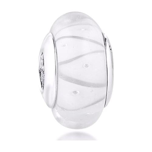Charms 925 Silver Original Fit Pandora Bracelets Sterling Silver White Murano Glass Charm Beads for Women diy Jewelry Making