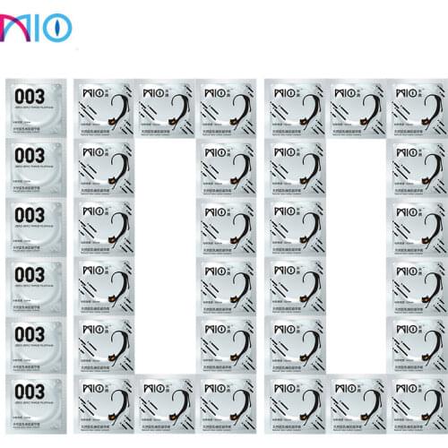 MIO Condoms 100/200pcs 6 Style Large Particles Ice Fire Natural Latex Lubricated Penis Sleeve Intimate Products Sex Toy for Men