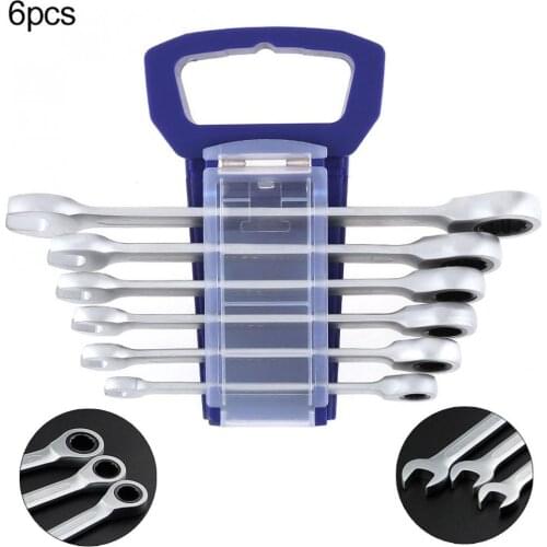 6pcs/lot 8-17mm Professional Ratchet Wrench Tool Combination Spanner Set Gear Ring Wrench for Installation / Maintenance