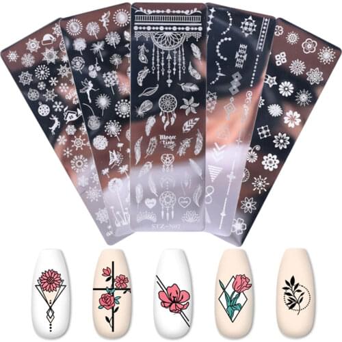 Rectangle Nail Stamping Plates Dreamcatcher Stamp Template Cat Nail Art Theme Decoration DIY Image Plate Stencil Printing Tool