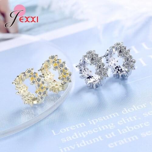 Elegant Cute Cubic Zircon Plum Flower Earrings for Women Minimalist 925 Sterling Silver Hoop Earring Wedding Jewelry Gift