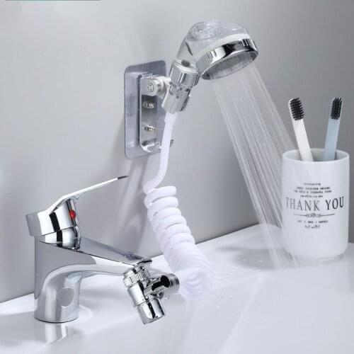 Bathroom Basin Faucet Chrome Single Handle Tap Sink Faucet Mixer with Shower Head Hot And Cold Water Hose Faucets