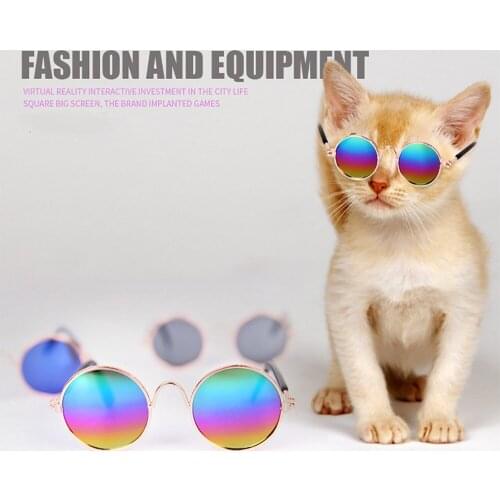 Dog Sunglasses Cat Pet Products Lovely Vintage Round Reflection Eye Wear Glasses Small Dog Cat Pet Photos Props Accessories L3