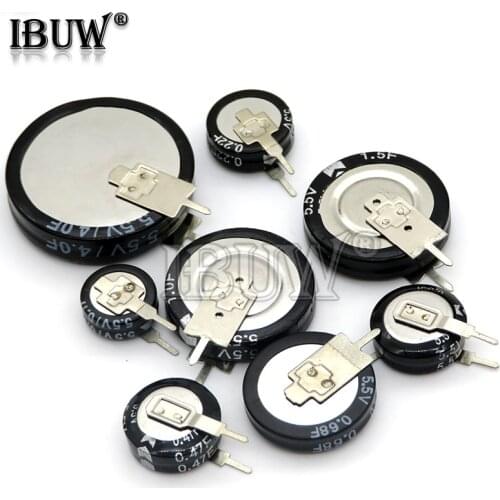 1PCS V type 5.5V Super capacitor 0.1F 0.22F 0.33F 0.47F 1F 1.5F 4.0F Button Farad capacitor