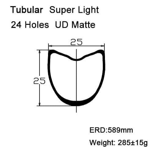 Carbonfan 700C Super light Road bike rim Width:25mm Depth:25mm Tubular UD Matte 24holes（some countries free shipping