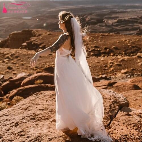 Boho Wedding Dress A Line Tulle Skirts Floor Length Bridal Gowns Classcial Vestido De Noivas ZW429