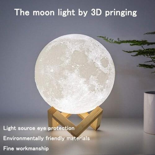 LED Night Light 3D Print Moon Lamp Rechargeable Color Change 3D Light Touch Moon Lamp Childrens Lights Night Lamp for Home