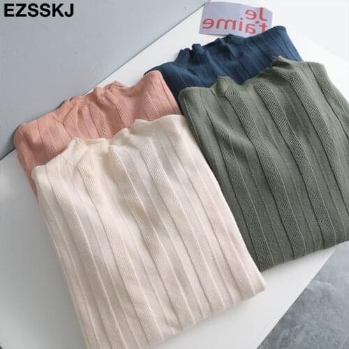 Loose thin basic sweater solid slim Sweater Pullovers Women winter autumn highneck chic 2021 sweater top