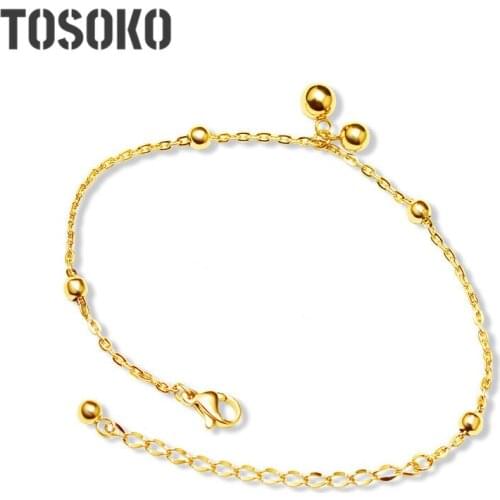 TOSOKO Stainless Steel Cross Bead Steel Ball Bracelet Womens Versatile Jewelry BSE043