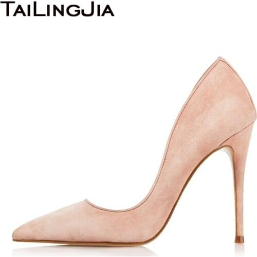 High Heel Slip On Women Pointed Toe Light Pink Women Shoes Woman Pumps Ladies Party Wedding Dress Plus Size Shoes Wholesale
