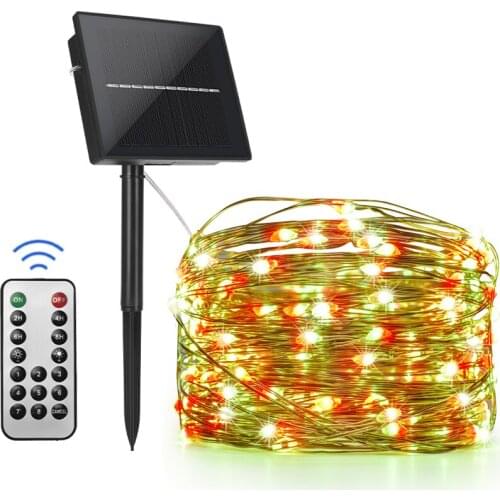 RF 17key Red with Green led Outdoor solar strings lighting for Fairy Holiday Christmas Party Garland Solar Garden light