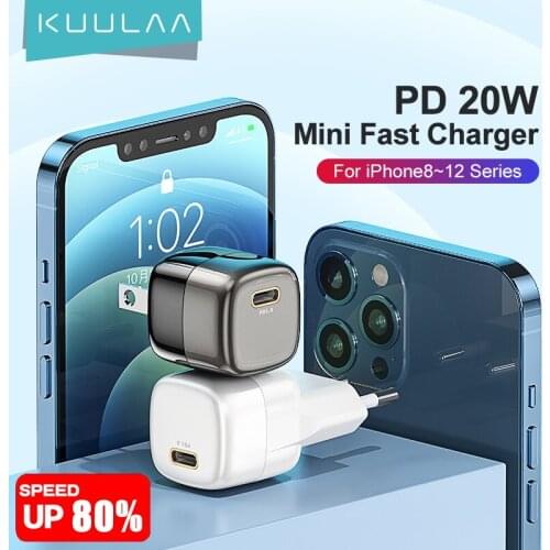 KUULAA 20W USB Charger Quick Charge for Iphone 12 Pro Max 12 Mini Samsung Xiaomi Charger Adapter for Smartphones Fast Charging