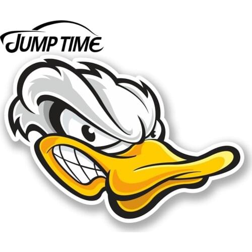 Jump Time for Angry White Duck Head Vinyl Sticker Laptop Helmet Car Bike Kids Decal Window Tank Waterproof Car Decoration