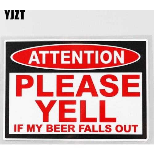YJZT 12.3CM×8.5CM Car Sticker Funny Beer Fall Out Warning PVC Decal 12C-0258