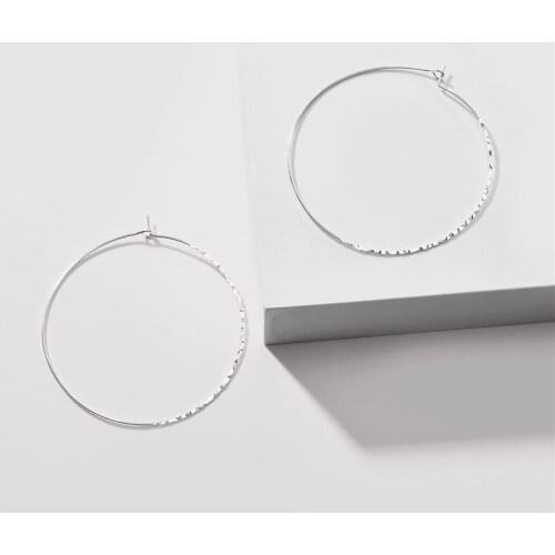 HUIDANG Gold Silver Color Dainty Delicate Big Round Hoop Earrings for Women