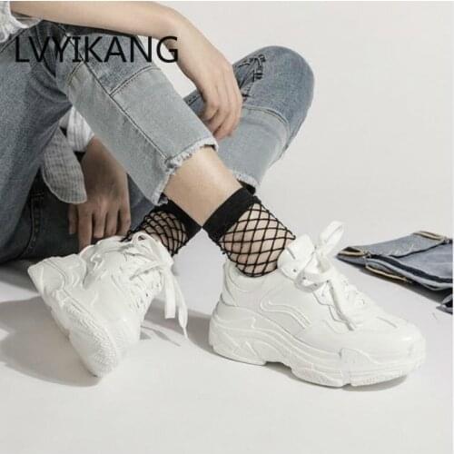 New 2019 Summer Casual Women Sneakers Air Mesh Breathable Shoes Flat Platform Casual Shoes Female Trainers White Pink Size 35-40