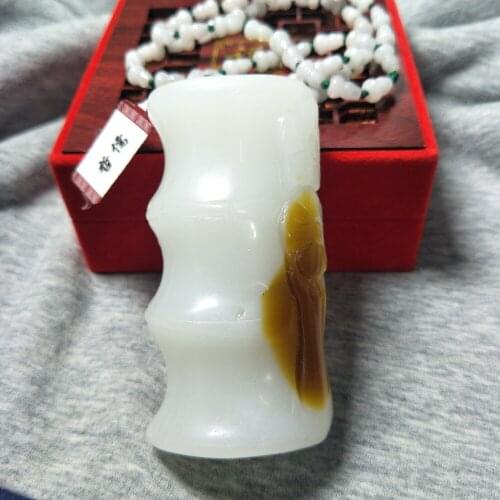 Zheru Jewelry Pure Natural Hetian White Jade Bamboo Pendant Gourd Bead Pendant Chain Send National Certificate Can Do Hand Play