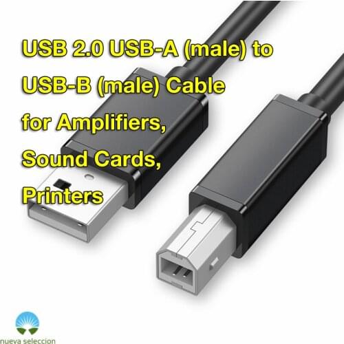 1m 1.5m 2m Printer Cable Cord USB Type B Square Interface USB2.0 Compatible w/ Electronic Piano Drum Midi Controller Keyboard