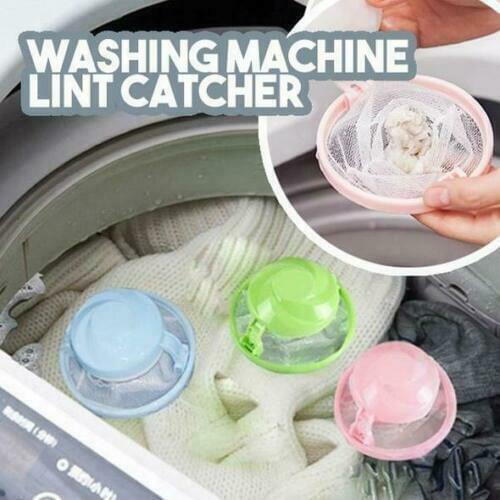 10 pcs Home Floating Lint Hair Catcher Mesh Pouch Washing Machine Laundry Filter Bag Pink Blue Green DEC498