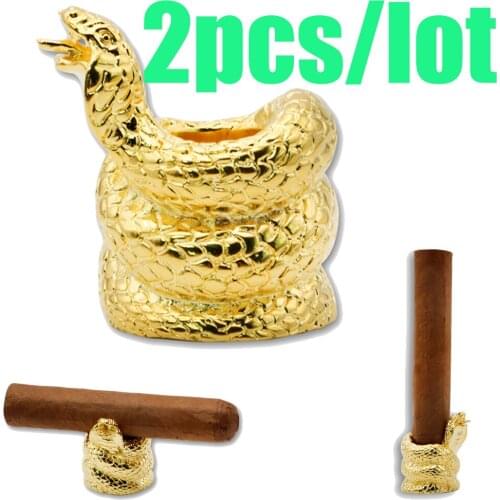 2pcs/Lot Snake Cigar Stand Holder Portable Pure Copper Cigarette Travel Stander Mini Detachable Smoking Tools Accessories Golden
