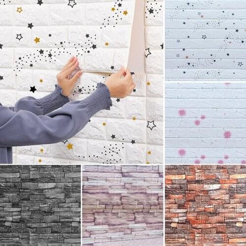 20 Pcs 3D Brick Wall Stickers DIY Self Adhensive Foam Waterproof Wall Covering Wallpaper For TV Background Wallpaper Decoration