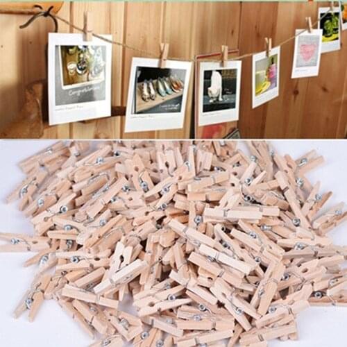 20 Pcs/pack Very Small Mine Size 25mm Mini Natural Wooden Clips For Photo Clips Clothespin Craft Decoration Clips Pegs