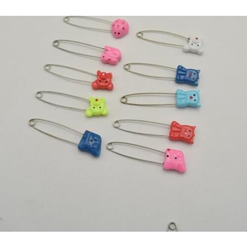 200pcs 60mm Baby Diaper Safety Pins Colorful Animal Plastic Safety Head Wholesale