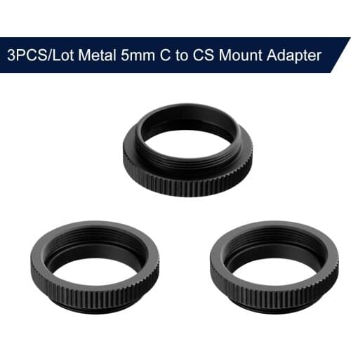 3PCS/Lot Metal 5mm C to CS Mount Adapter 25.4mm Thread C/CS Lens Mount Adaptor Aluminum Converter Ring for Security CCTV Camera