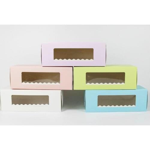 5 Colors Long Cardboard Paper Box for Cake Bakery Swiss Roll Cake Boxes Cookie Mooncake Packaging