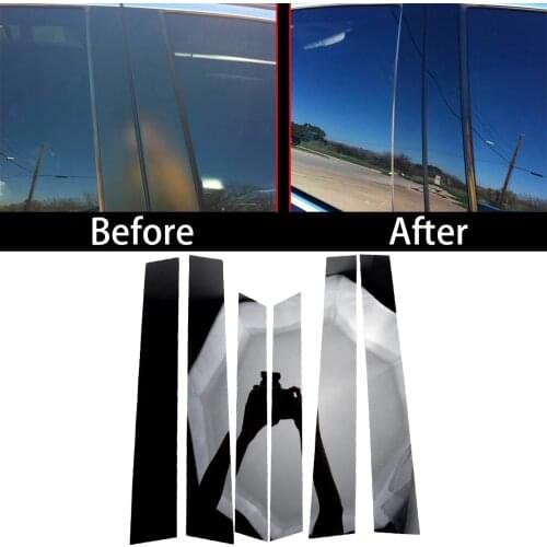 6pcs Glossy Black Car Exterior Door Window Pillar Posts Piano Cover Trim Fit For Honda CRV 2007 2008 2009 2010 2011