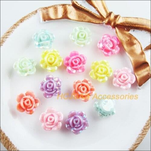 70 New Flower Spacer Beads Rose Charms Mixed Colors 12mm