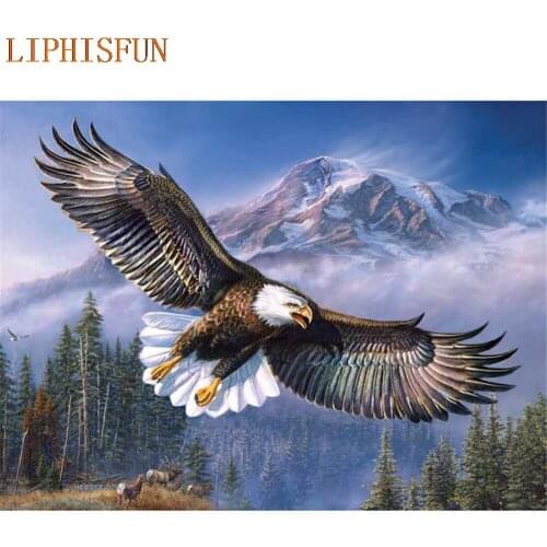 Diamond Painting Cross Stitch Full Square Round Picture of Rhinestone DIY Mosaic Embroidery Eagle Mountain New Year Gift