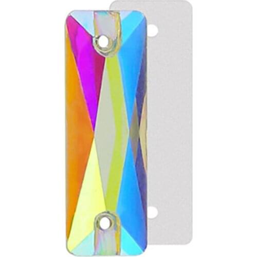 White /Crystal AB Straight strip Glass Crystal sew on rhinestones with TWO holes Diy wedding dress accessories Free shipping