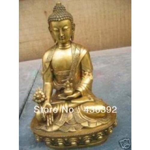 Large 8“ Tibet Tibetan brass Medicine Buddha Statue