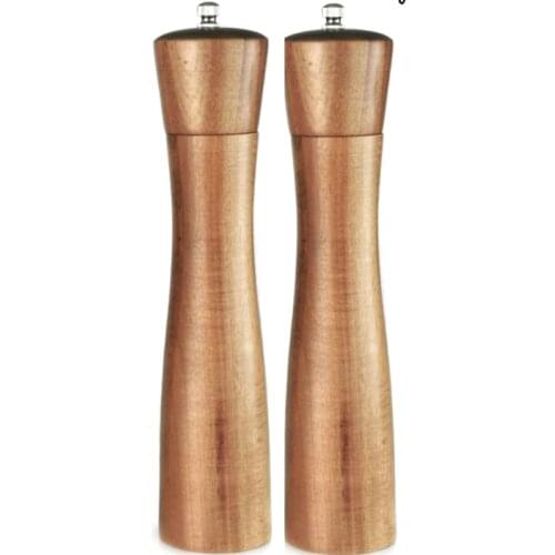 Wooden Salt and Pepper Grinder, Adjustable Manual Salt Grinder, Acacia Wood, Pepper Mill with Ceramic Core(2 PCS)