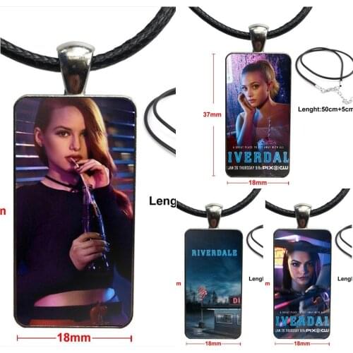 For Women Men Party Riverdale Hot TV Glass Pendant Necklace Handmade Half Pendant Rectangle Necklace