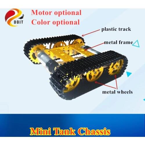 DOIT Metal Robot Tank Chassis mini T100 Crawler Caterpillar Tracked Vehicle with Plastic Tracked model diy teaching platform car