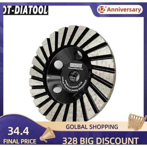 DT-DIATOOL 1pc M14 Thread Dia 100mm/4inch Grit#30 Aluminum Based Grinding Cup Wheel Grinding Disc Granite Marble Grinding Wheel