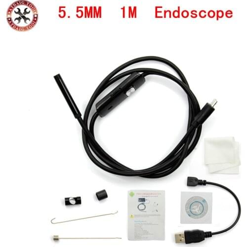 1M 5.5mm Lens HD 720P USB Endoscope Waterproof 6 LEDs Inspection Pipe Endoscope Camera Borescope For Android Phone PC