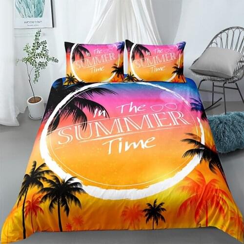 Coconut Tree Bedding Set Scenery Comforter Fashion Modern 3D Print Luxury Duvet Cover Set Home Textile Queen King Single Size