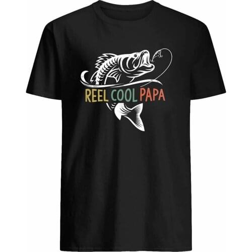 Reel Cool Papa Fishing Dad Funny Fisherman Fish Birthday Graphic Unisex Men T-Shirt