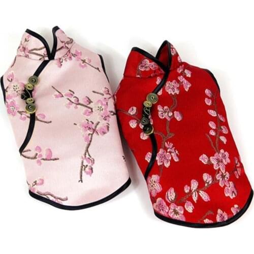 Summer Dog Clothes Cheongsam Pets Dogs Clothing Embroidery Clothes for Small Medium Dogs Chinese Style Pets Clothing For Dog Cat