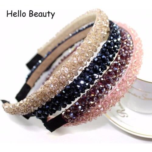 4 Pieces Fashion Shiny Row Full Crystal headband Luxury Hair Jewelry Beads Hairbands Rhinestone Hair Accessories For Women Girls