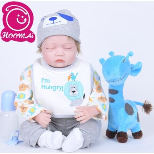 55cm 22 Inch Mohair Rooted Silicone Sound Sleeping Reborn Baby Doll kids Play House Toy Girl Brinquedos