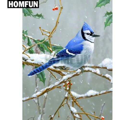 HOMFUN Full Square/Round Drill 5D DIY Diamond Painting "snow blue birds" Embroidery Cross Stitch 5D Rhinestone Decor A00285