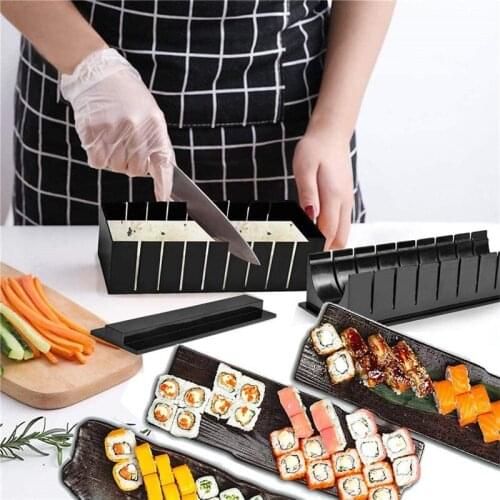 10Pcs/Set DIY Sushi Maker Equipment Kit Japanese Rice Ball Cake Roll Mold Sushi Tools Multifunctional Mould Making Tools Nori