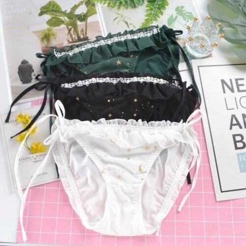 4XL Large Size Women Cute Lovely Sexy Underwear Milk Silk Star Female Panties Bandage Low Waist Rosette Fairy Girls Breifs