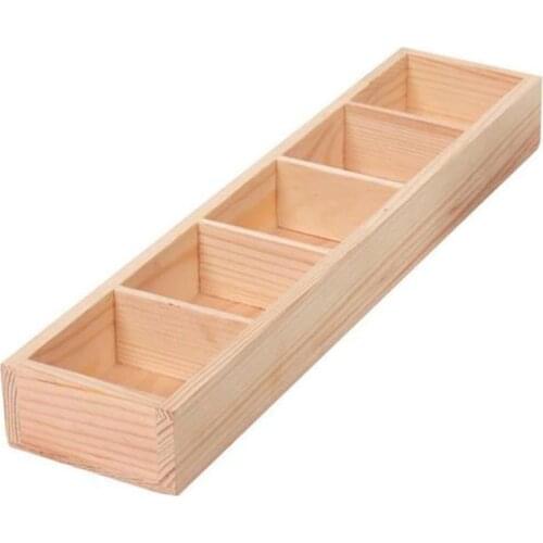 2021 new hot sales 5-Grid Wooden Succulent Plant Fleshy Flower Pot Box Tray Decorative Containers